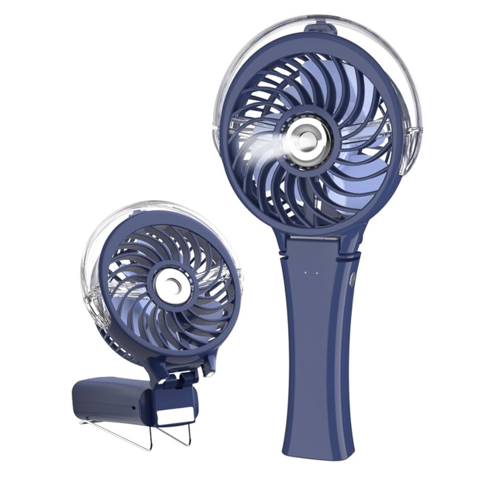 Festival Hand Fan Facial Mist + LED Light Exercise Travel Battery Op NEW!